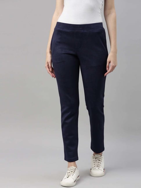 Go Colors! Navy Mid Rise Suede Treggings-picture-20