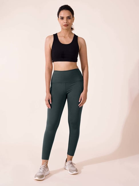 Go Colors! Olive Green Mid Rise Sports Tights-picture-11