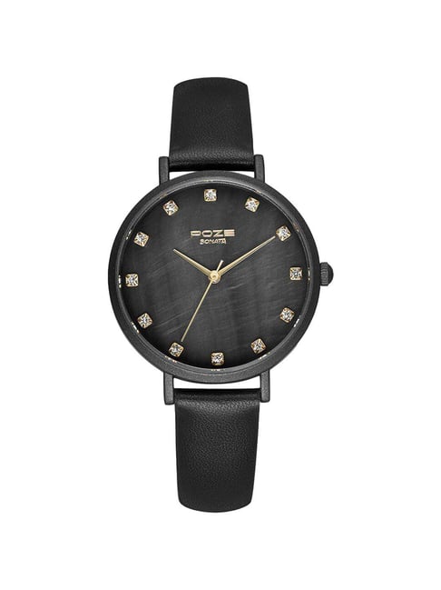 Sonata Watches For Women Black Sonata Women Of Steel Black Dial