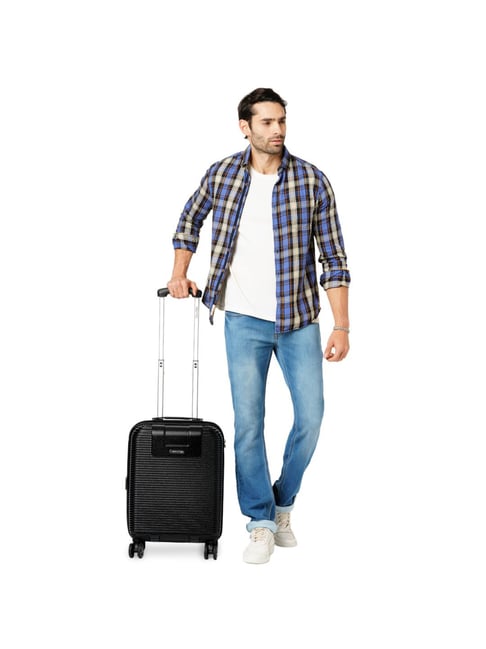 Calvin Klein Avenue Black Textured Hard Cabin Trolley Bag - 52 cm-picture-21