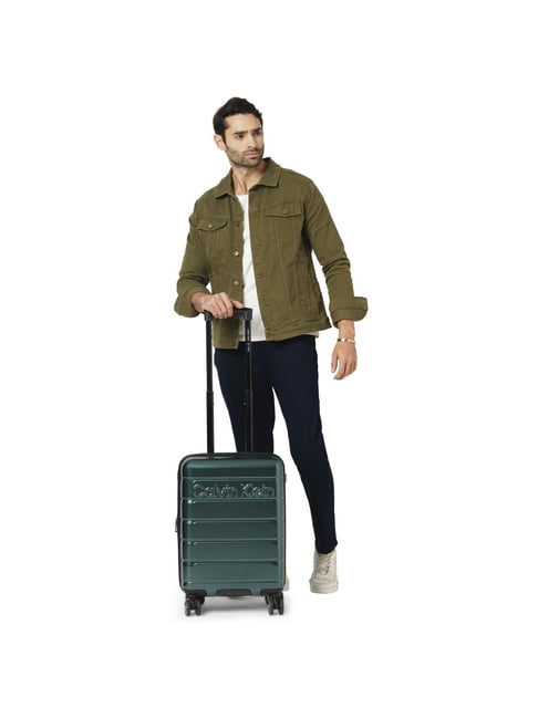 Calvin Klein Ridge-Line Pearlized Sage Textured Hard Cabin Trolley Bag - 54 cm-picture-16