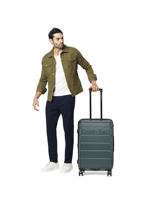 Calvin Klein Ridge-Line Pearlized Sage Textured Hard Cabin Trolley Bag - 66 cm-picture-26