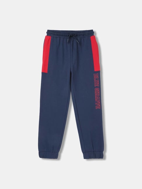 Blue Giraffe Kids Navy & Red Cotton Printed Trackpants-picture-23