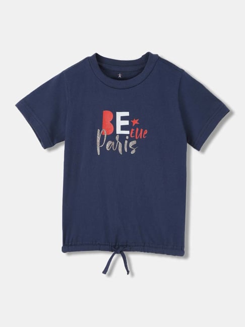Elle Kids Navy Cotton Printed T-Shirt-picture-33