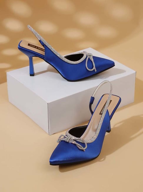 Flat N Heels Women s Blue Sling Back Stilettos