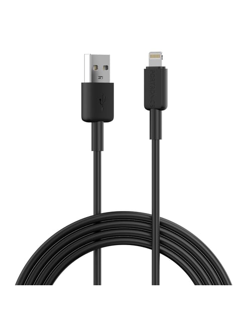 Portronics Konnect Link USB to 8PIN Fast Charging Cable with iOS Compatibility & 1M Length (Black)