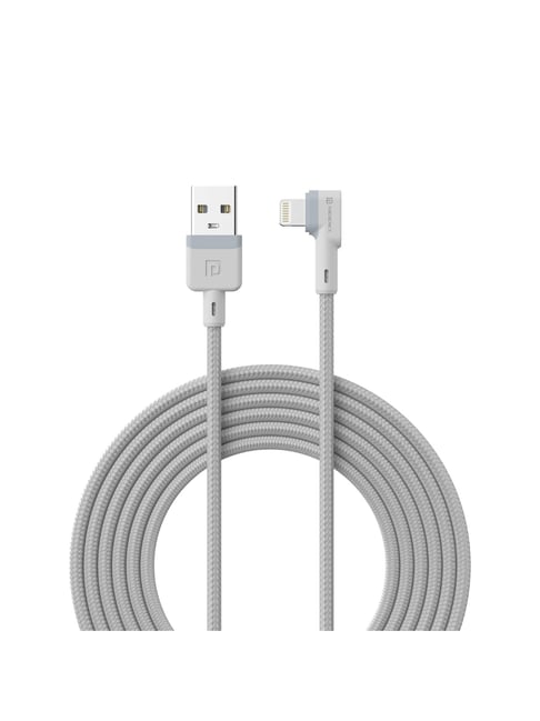Portronics Konnect L 2M Fast Charging 3A 8 Pin USB Cable with Charge & Sync Function (White)