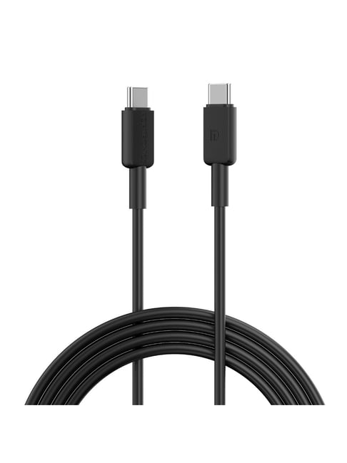 Portronics Konnect Link C Square 60W Type C to Type C Fast Charging PD Cable with 1M Length (Black)