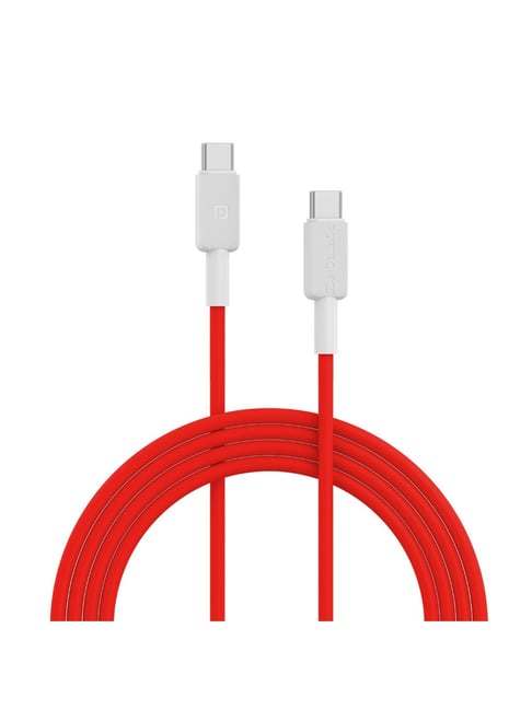 Portronics Konnect Link C Square 100W Type C to Type C Fast Charging PD Cable with 1M Length (Red)