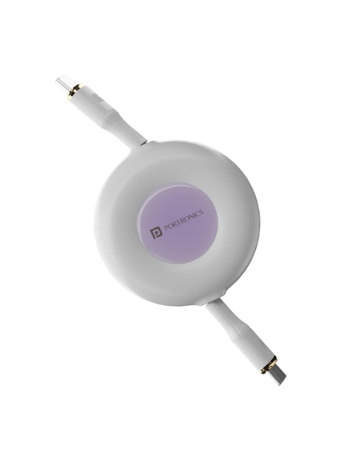 Portronics Upgraded Konnect Recoil 60W PD Type C to Type C Fast Charging Cable (White)