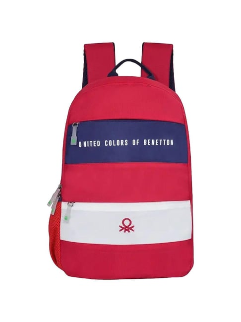 United Colors of Benetton Belluno Red & Blue & White Solid Laptop Backpack-picture-36