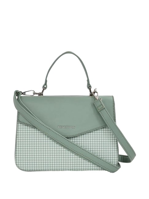 United Colors of Benetton Caralie Sage Green Printed Handbag