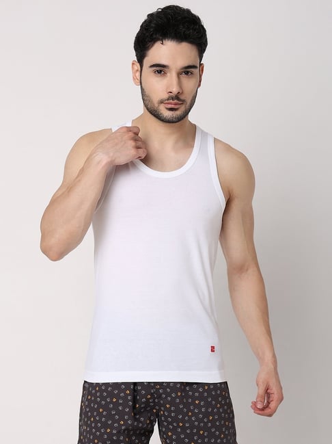 UnderJeans by Spykar White Regular Fit Vest - Pack of 2-picture-32