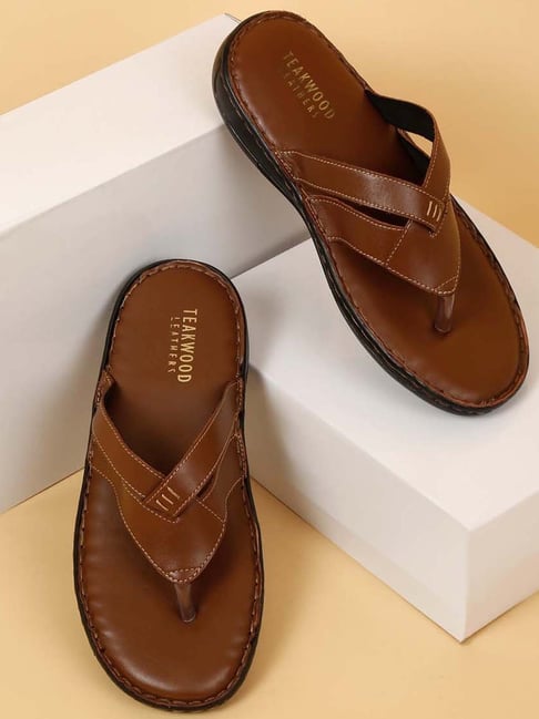 Teakwood Leathers Men's Tan Thong Sandals-picture-20