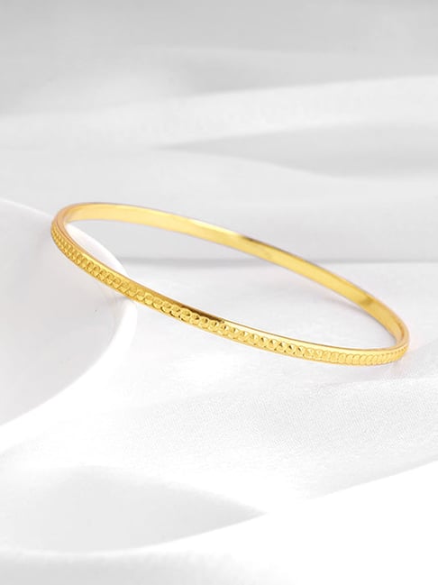GIVA 925 Silver Golden Crater Cuts Bangle for Women & Girls