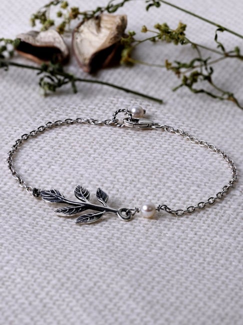 GIVA 925 Oxidized Silver Leaf Bracelet for Women & Girls-picture-13