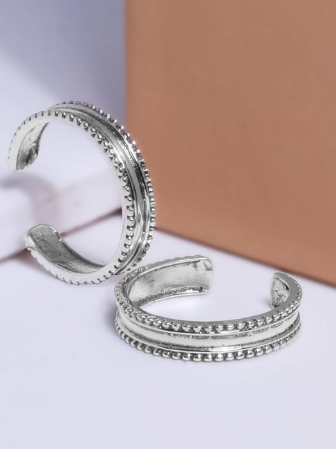 GIVA 925 Oxidized Silver Layered Beaded Toe-Rings for Women & Girls-picture-24