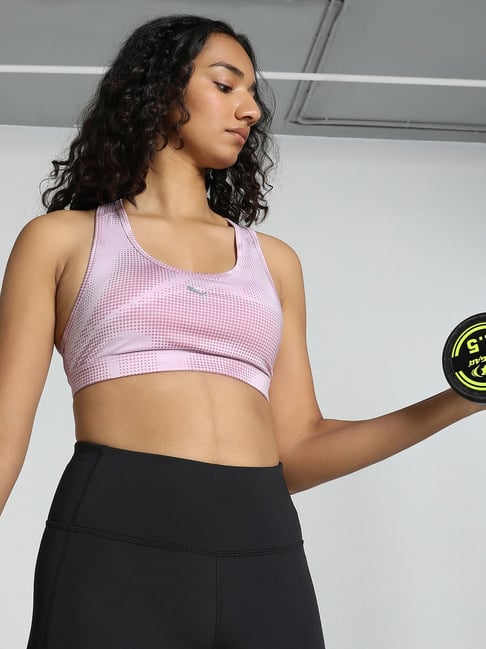 Puma Light Purple Printed Sports Bra