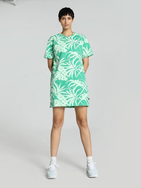 Buy Puma Green Floral Print T Shirt Dress for Women s Online Tata CLiQ