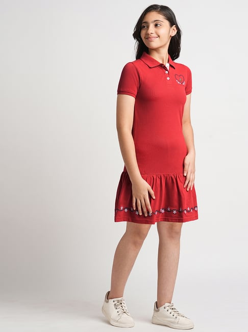 Beverly Hills Polo Club Kids Red Solid Polo Dress