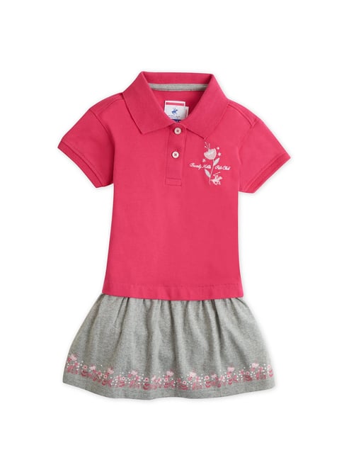 Beverly Hills Polo Club Kids Pink Grey Color Block Polo Dress