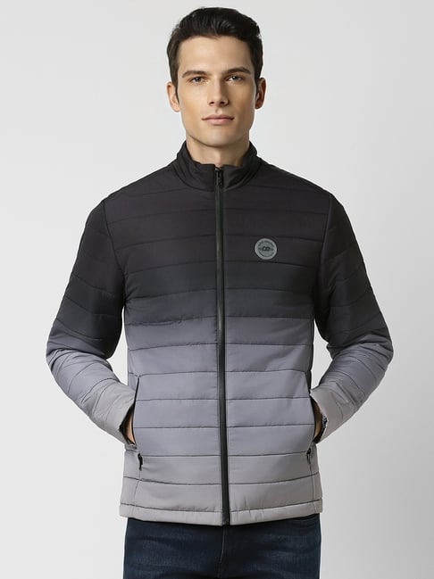 Buy Peter England Grey Regular Fit Ombre Quilted Jacket for Mens
