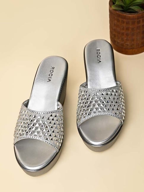 Rocia by Regal Women's Silver Casual Wedges-picture-47