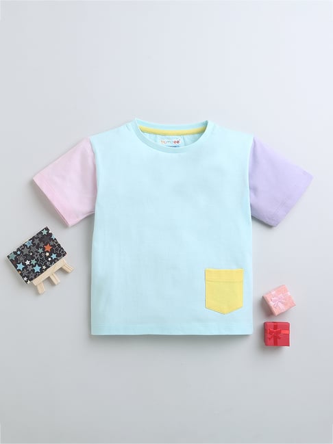 Bumzee Kids Sky Blue Solid T-Shirt