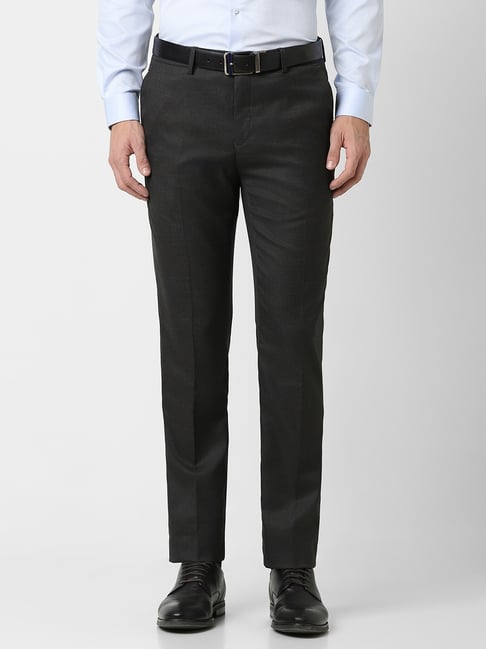 Peter England Black Slim Fit Trousers-picture-41