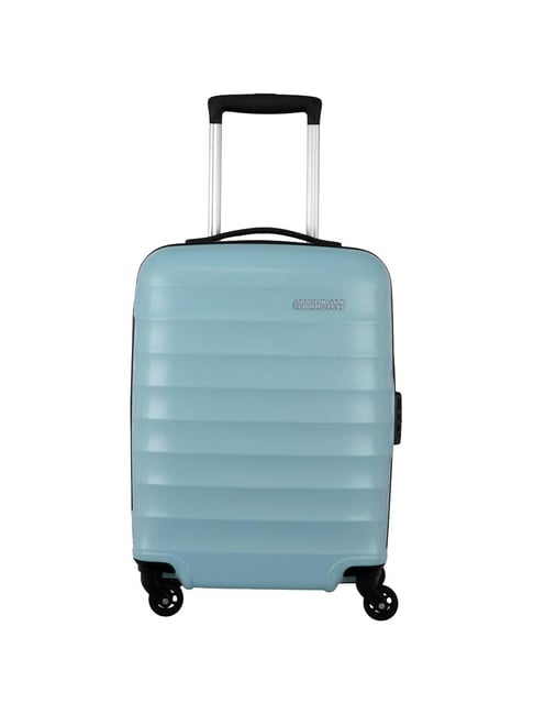 American Tourister Barcelona Powder Blue Solid Hard Cabin Trolley Bag - 55 cm-image-30