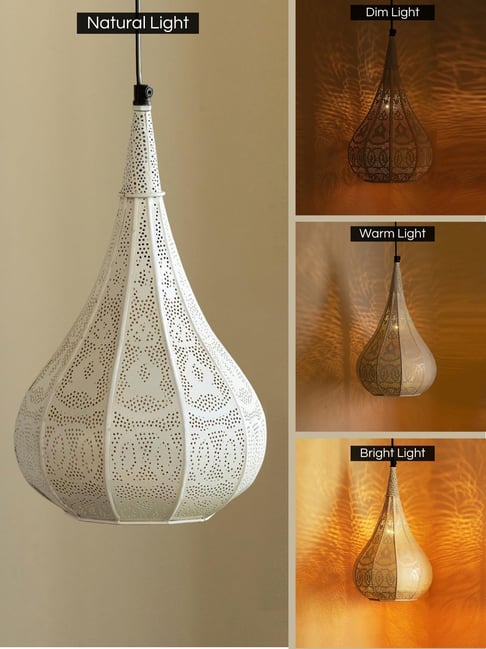 Buy ExclusiveLane Moroccan Flame White Iron Pendant Lamp Shade at