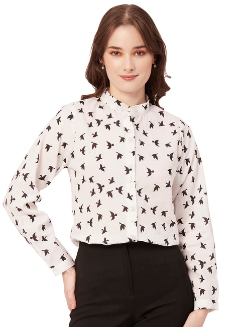 Moomaya Black & White Printed Shirt-picture-26