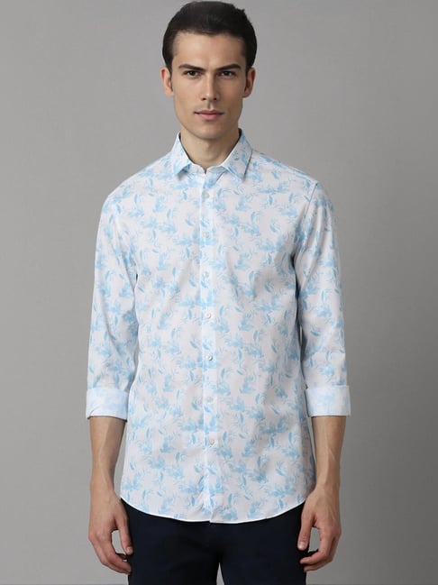 Buy Louis Philippe Blue Cotton Slim Fit Printed Shirt for Mens Online Tata CLiQ