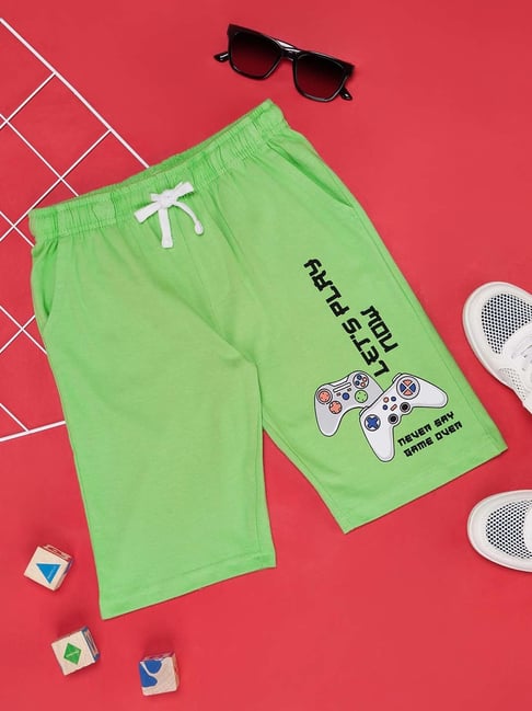 Pantaloons Junior Arcadian Green Cotton Printed Shorts-picture-17