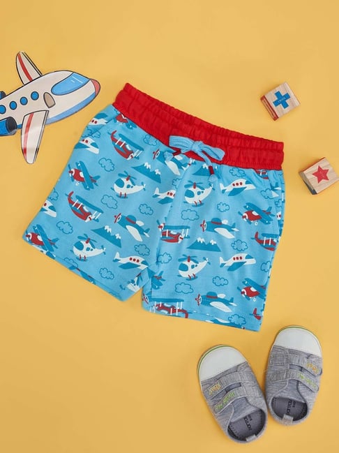 Pantaloons Baby Blue Cotton Printed Shorts