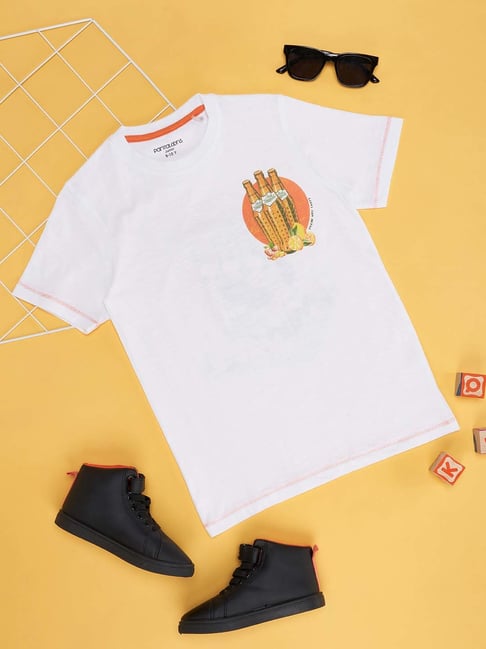 Pantaloons Junior White Cotton Printed T-Shirt-picture-46