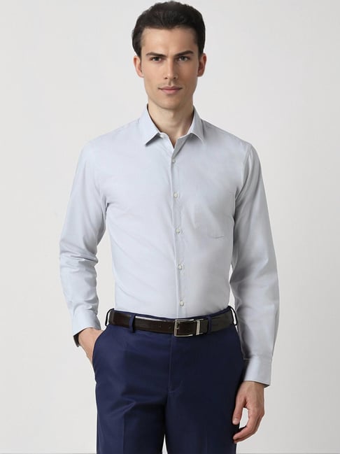 Peter England Grey Slim Fit Shirt-image-35