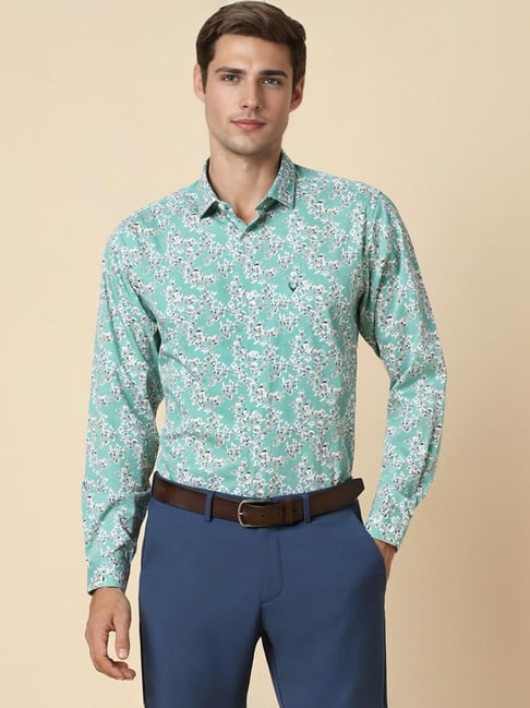 Allen Solly Green Cotton Slim Fit Printed Shirt-picture-18