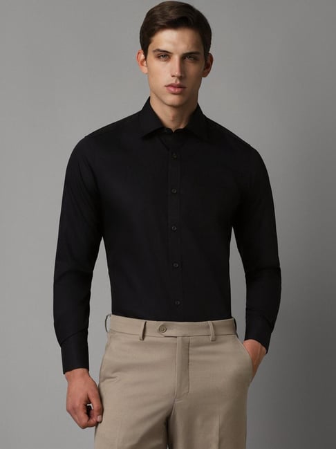 Louis Philippe Black Cotton Slim Fit Shirt-picture-12