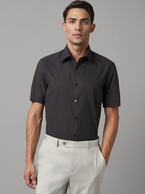 Louis Philippe Black Cotton Regular Fit Printed Shirt-picture-42