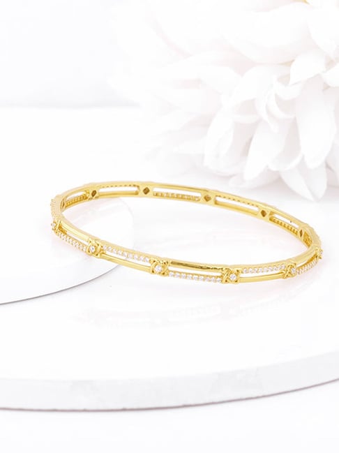 GIVA 925 Silver Golden Dual Line Bangle for Women & Girls-picture-37