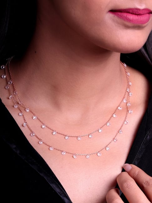 Buy GIVA 925 Silver Rose Gold Layered Queens Necklace Online At