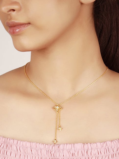 GIVA 925 Silver Golden Artsy Floral Necklace for Women & Girls-picture-26