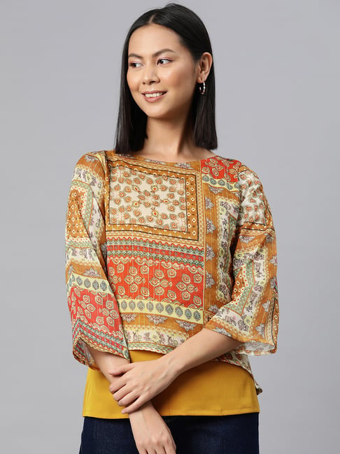 Cottinfab Yellow Printed Top-picture-18
