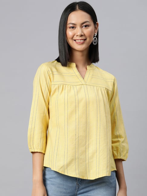 Cottinfab Yellow Striped Top