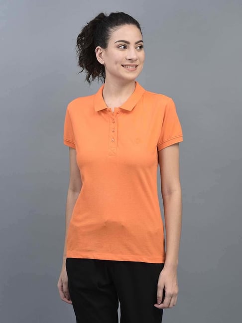 Dollar Orange Cotton Sports T-Shirt