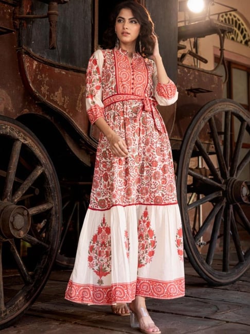 Buy Sam Anokhi Crimson Print Cotton Dress for Women Online Tata