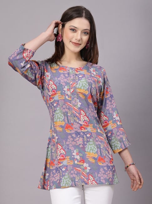 Tankhi Indigo Blue Printed Tunic