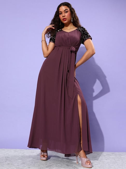 Mauve maxi dress casual best sale