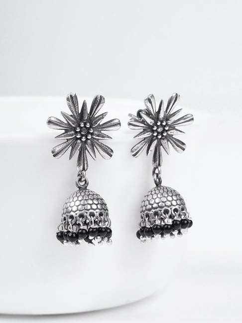 GIVA 925 Oxidized Silver Black Beads Frost Jhumki Earrings for Women & Girls-picture-30